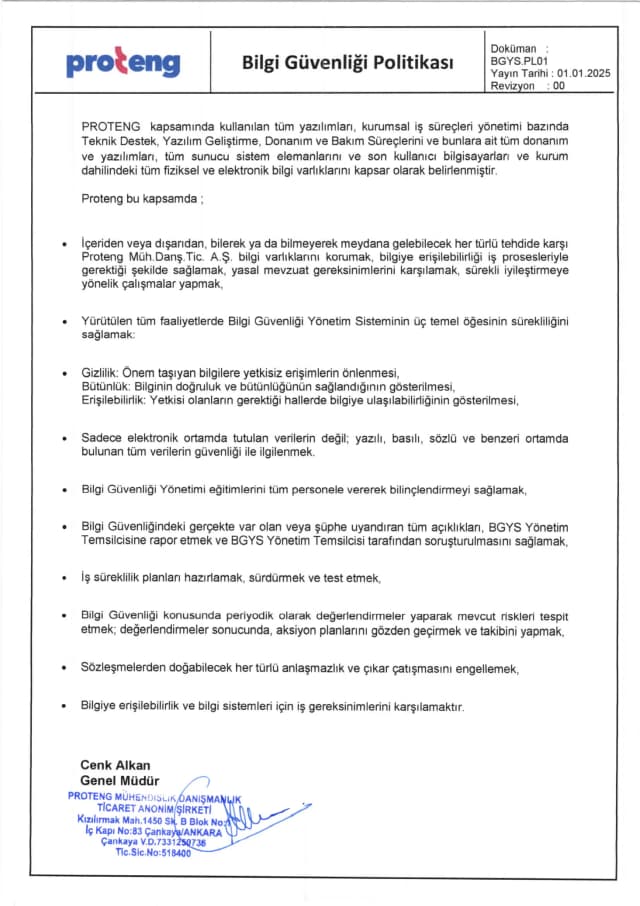 Bilgi Güvenliği Politikası